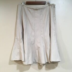 Dressbarn Flared Midi Skirt Womens 14 Beige Tan Country Western Modest Neutral